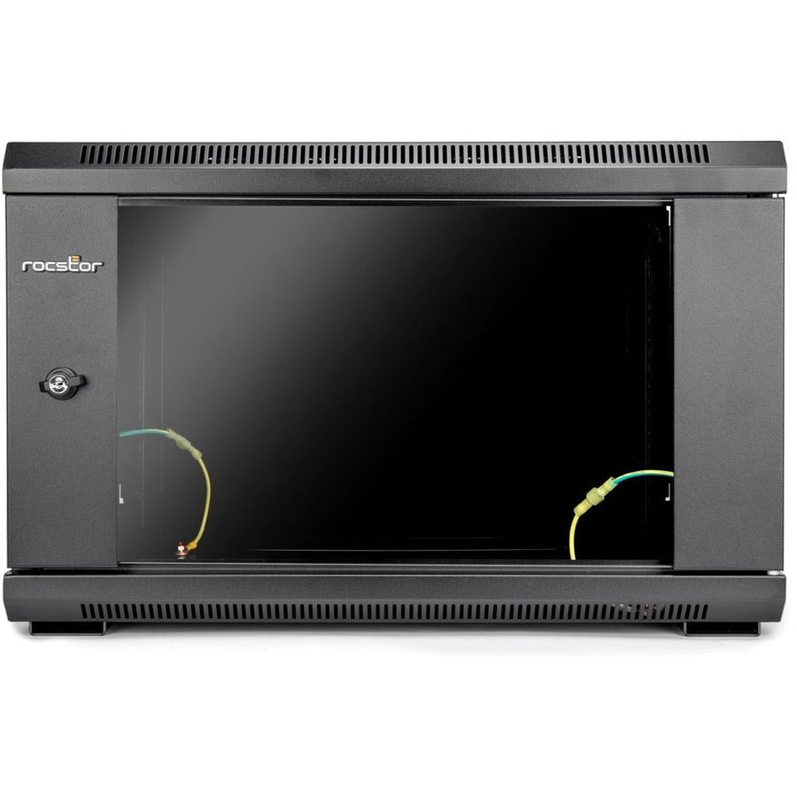 Wall Mount Rack Enclosure - 6U Tempered Glass Server Cabinet | Rocstor Y10E001-B1