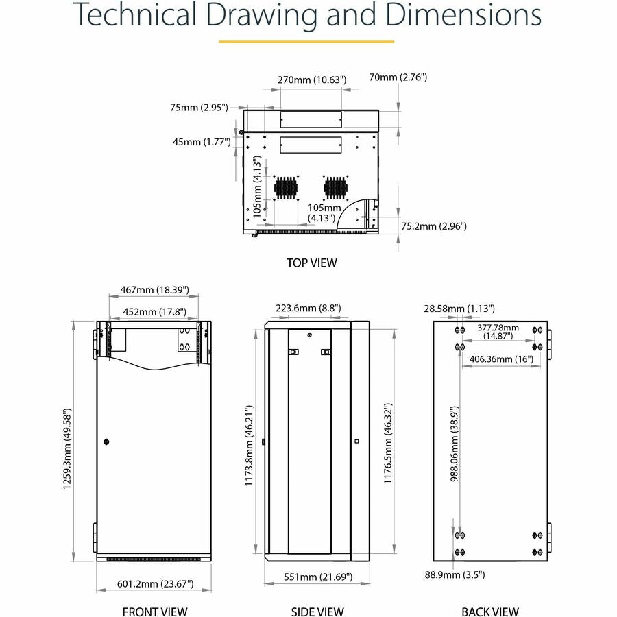 Wall Mount Server Rack - 26U Network Cabinet with Hinged Door | StarTech.com RK2620WALHM