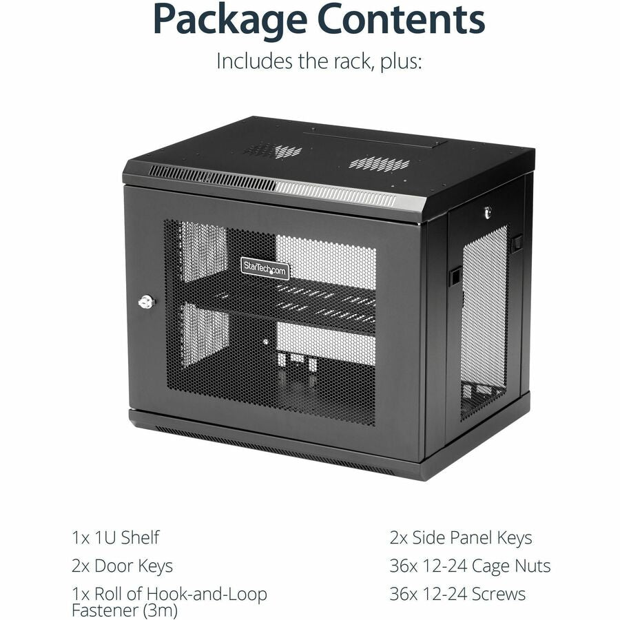 Wall Mount Server Rack - 9U Network Cabinet with Shelf | StarTech RK9WALM