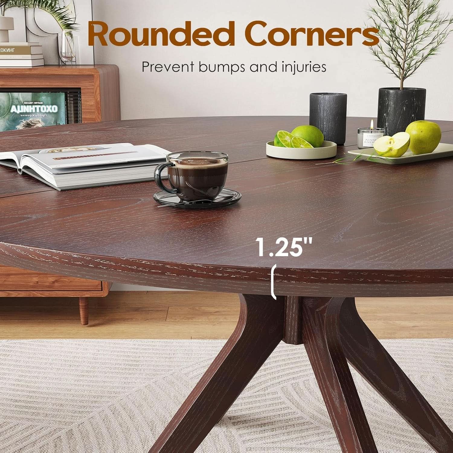 Walnut 47.2-Inch Round Dining Table With X Pedestal Solid Wood