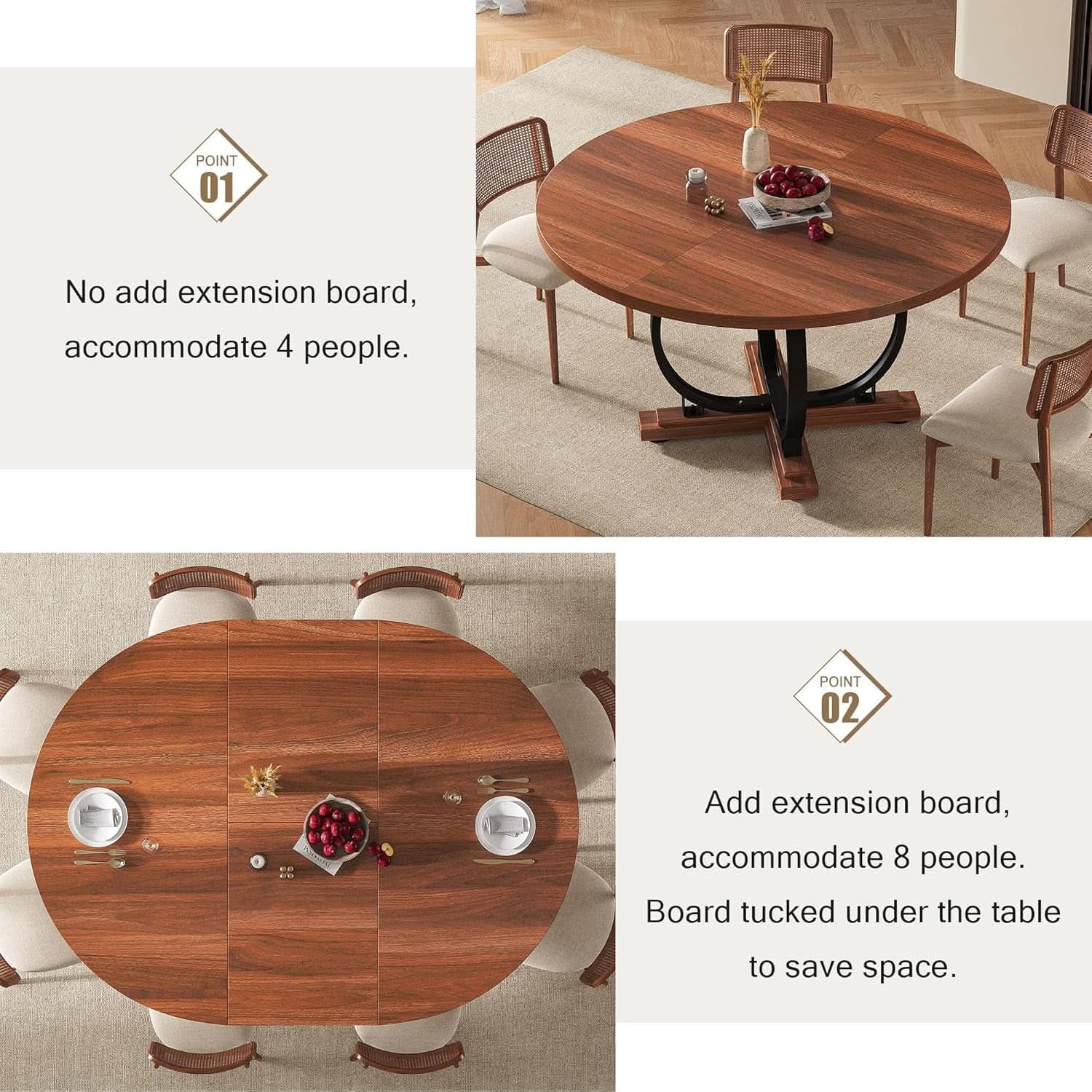 Walnut 59 Inch Fully Extendable Oval Dining Table