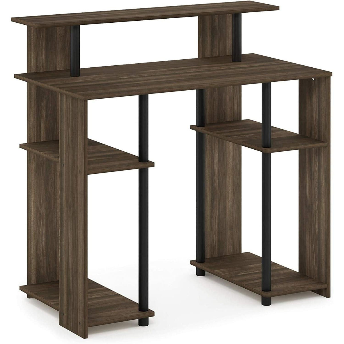 Walnut Black Writing Desk With Shelves And Printer