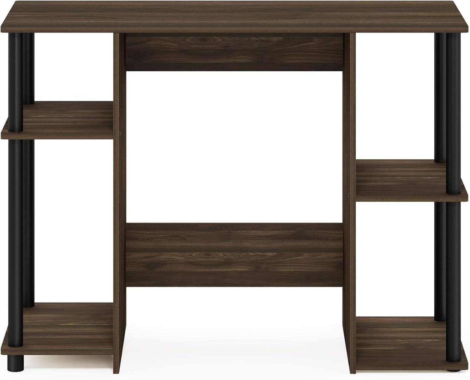 Walnut Computer Desk With Storage Shelves For Small Spaces