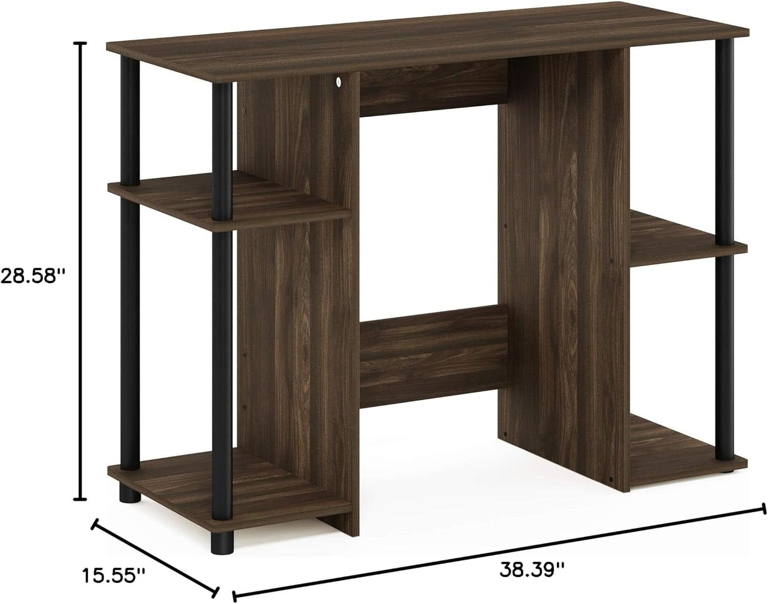 Walnut Computer Desk With Storage Shelves For Small Spaces