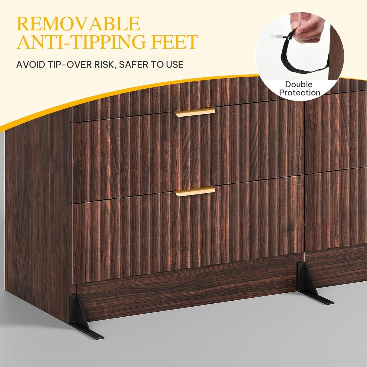 Walnut Dresser 47 Inch Wide Storage Cabinet For Bedroom