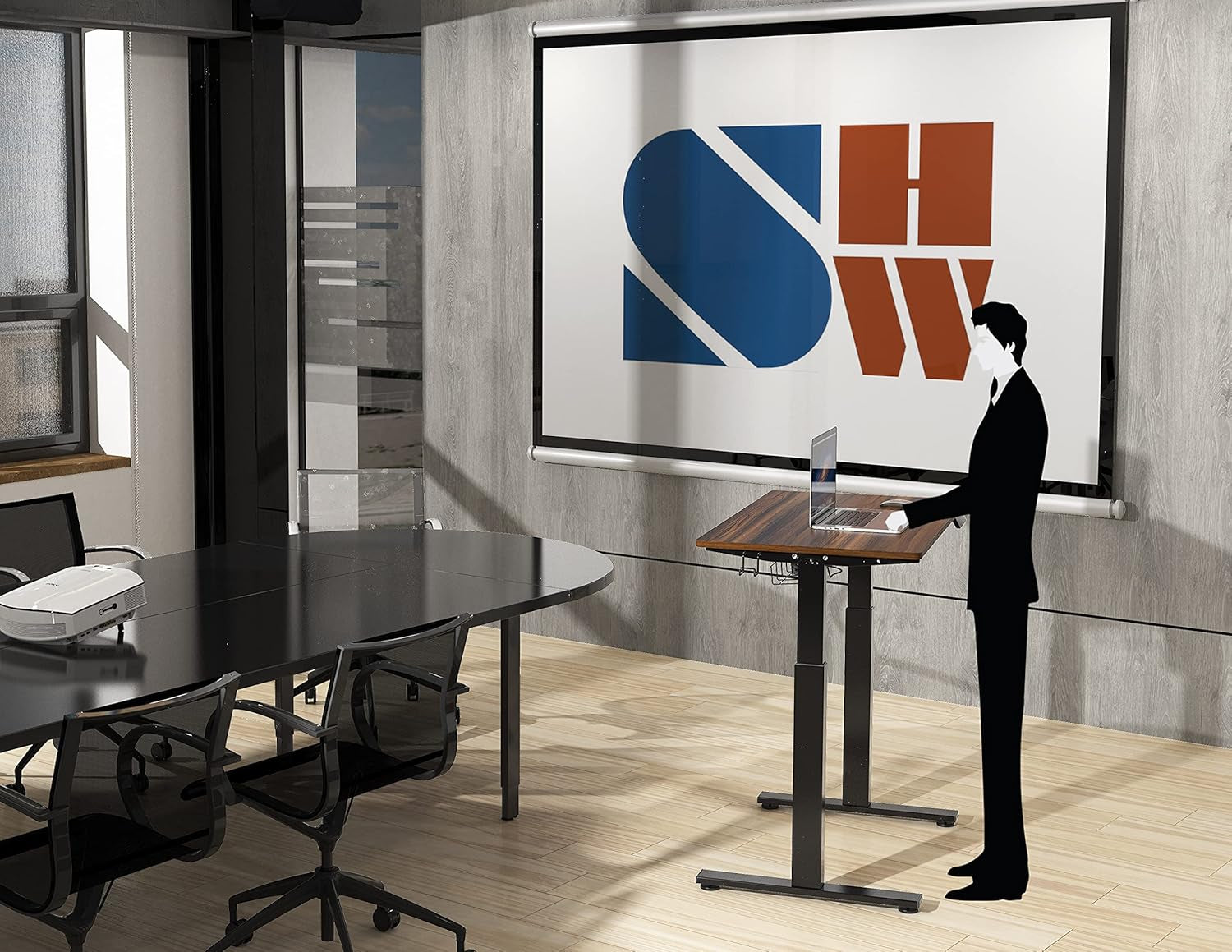 Walnut Electric Height Adjustable Standing Desk 40x24