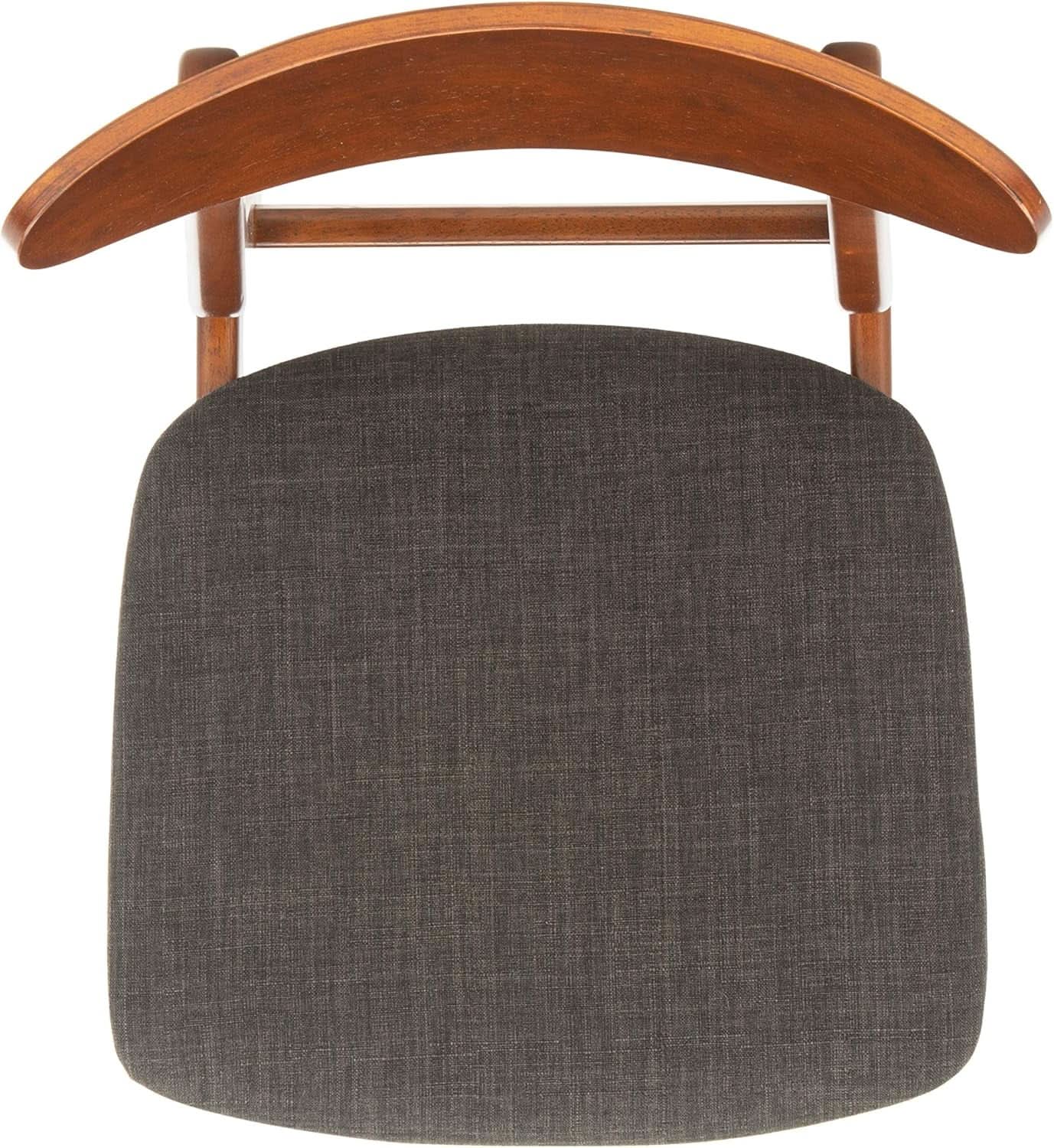 Walnut Finish Dining Chairs With Black Cushions Set Of 2