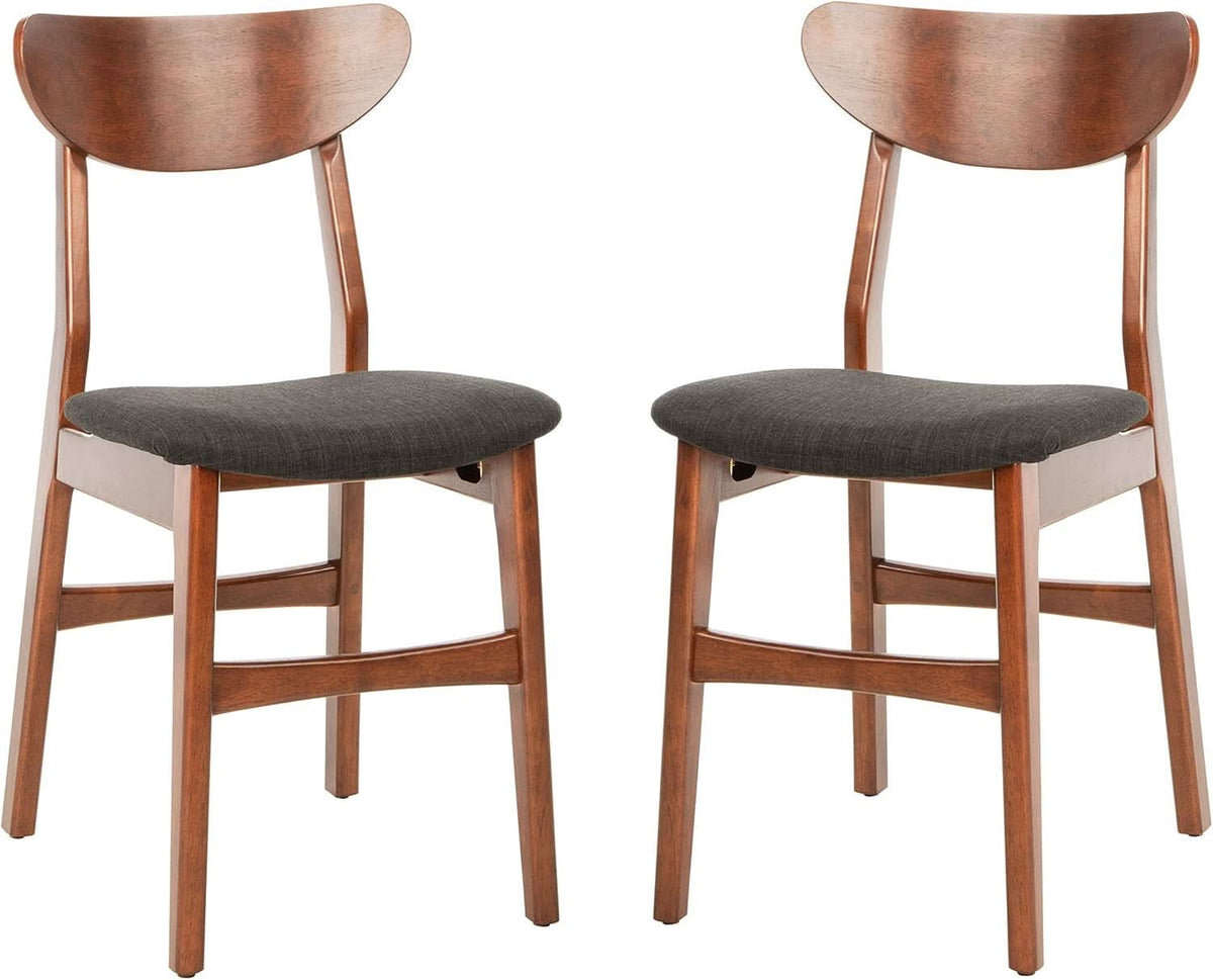 Walnut Finish Dining Chairs With Black Cushions Set Of 2