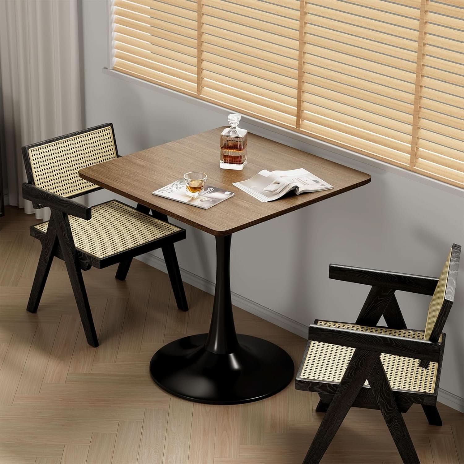 Walnut Finish Tulip Contemporary Dining Table For Two