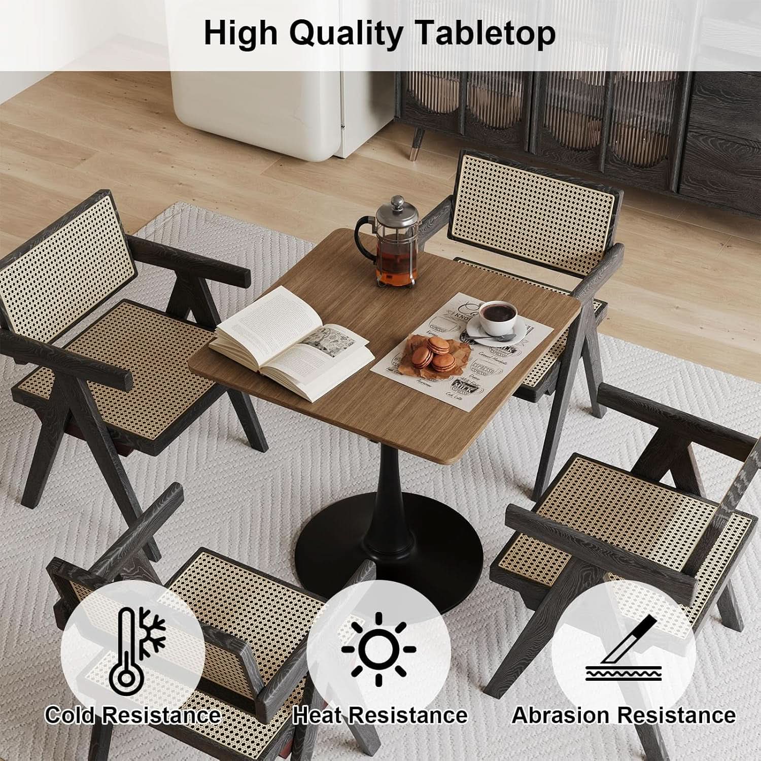 Walnut Finish Tulip Contemporary Dining Table For Two