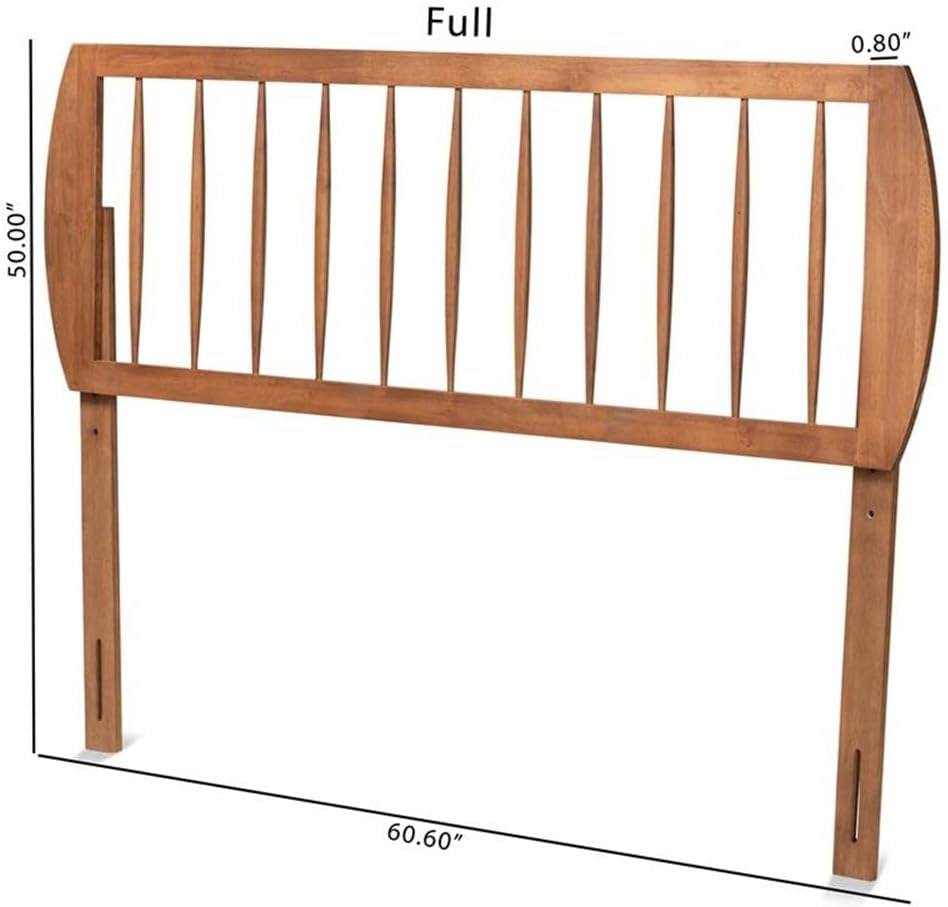 Walnut Finished Wood King Size Headboard with Spindle Design