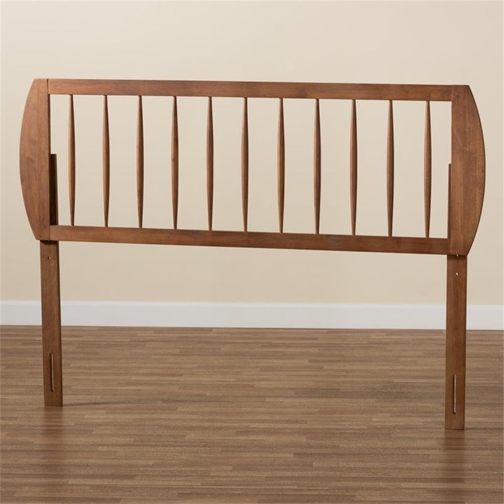 Walnut Finished Wood King Size Headboard with Spindle Design