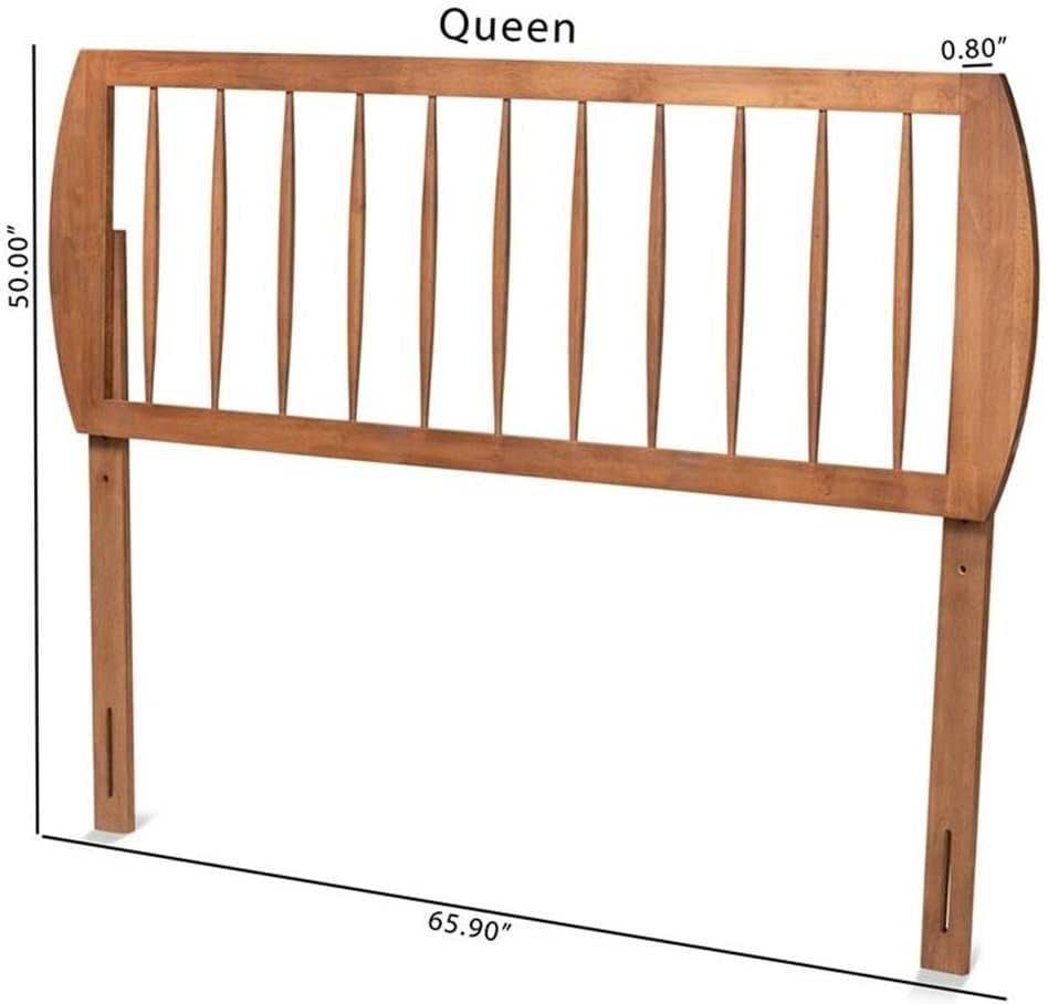 Walnut Finished Wood King Size Headboard with Spindle Design