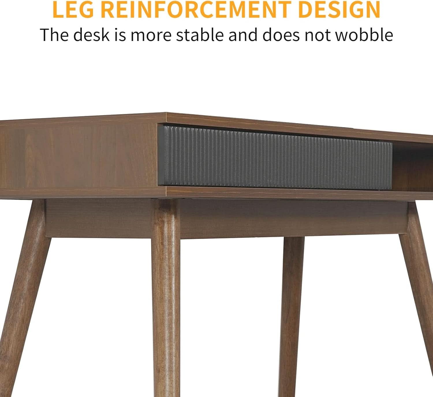 Walnut Mid Century Modern Desk With Drawer For Home Office