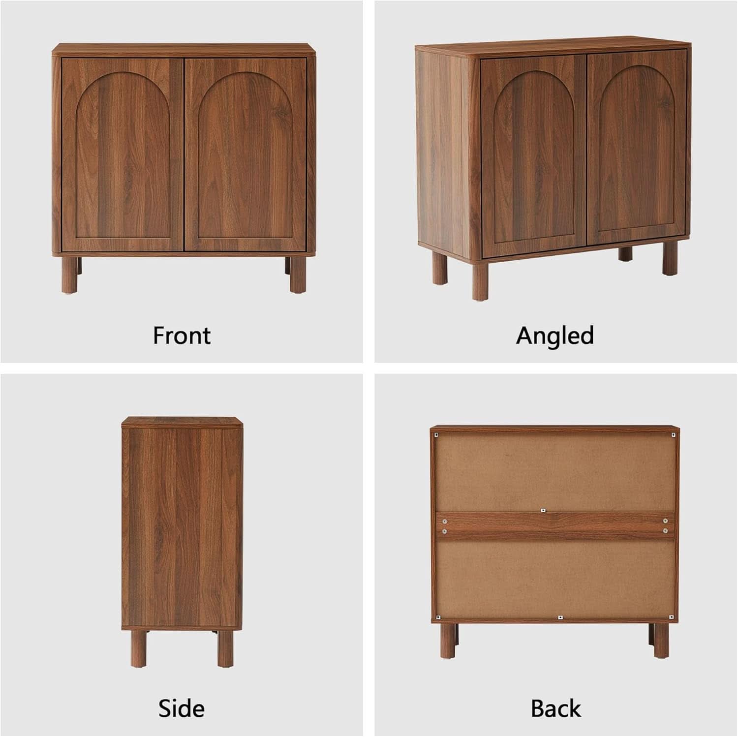 Walnut Modern Sideboard Buffet Cabinet Arched Doors