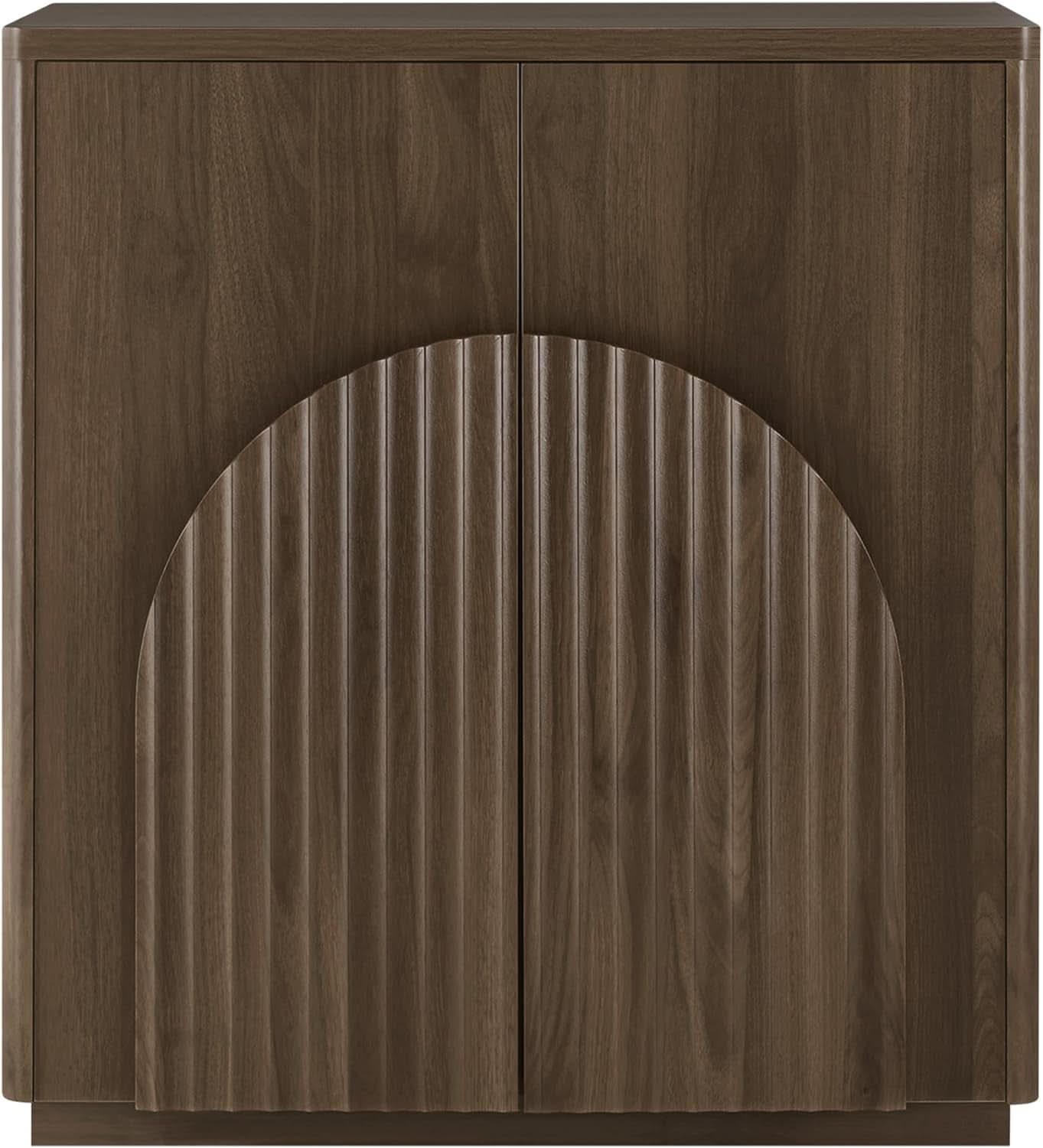 Walnut Sideboard Buffet Cabinet With Generous Storage And Wave Pattern Doors