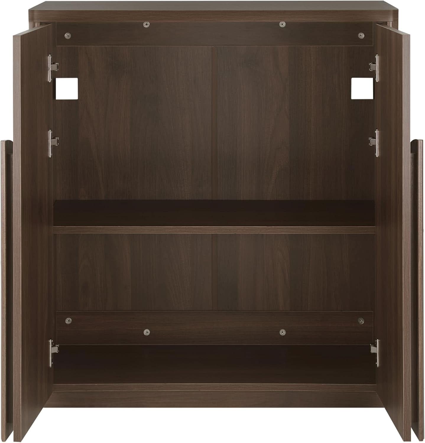 Walnut Sideboard Buffet Cabinet With Generous Storage And Wave Pattern Doors