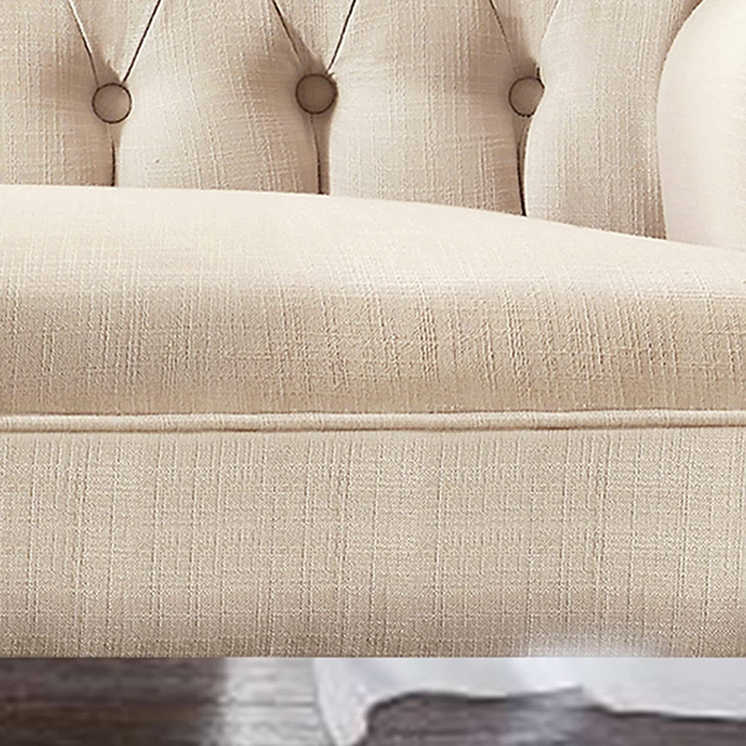Warm Beige Tufted Loveseat Sofa Modern Living Room