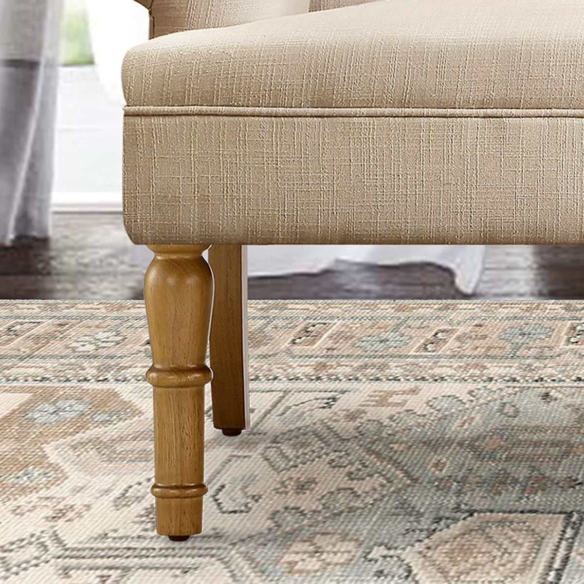 Warm Beige Tufted Loveseat Sofa Modern Living Room