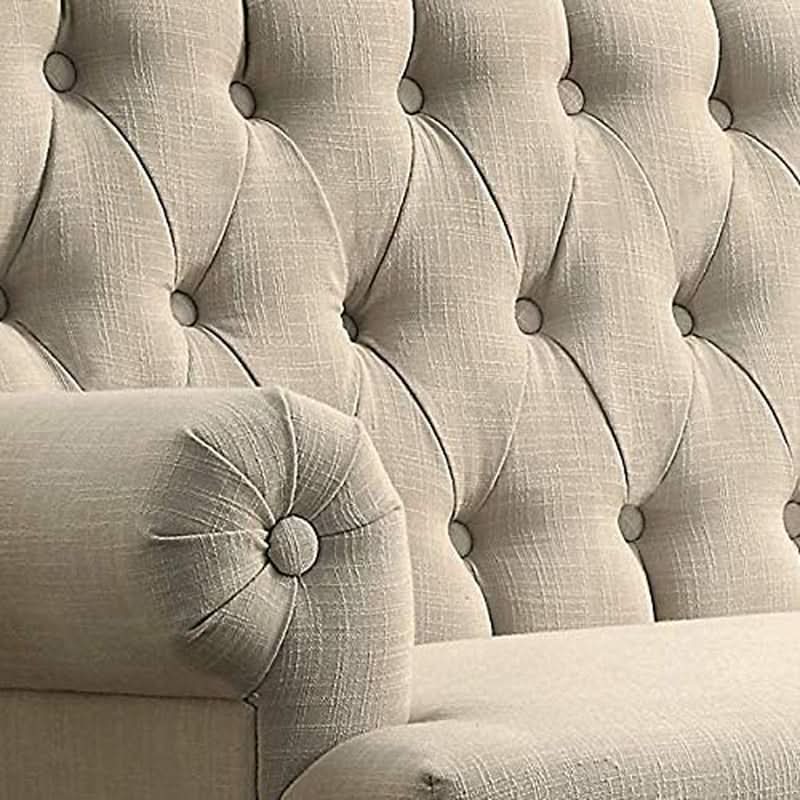 Warm Beige Tufted Loveseat Sofa Modern Living Room