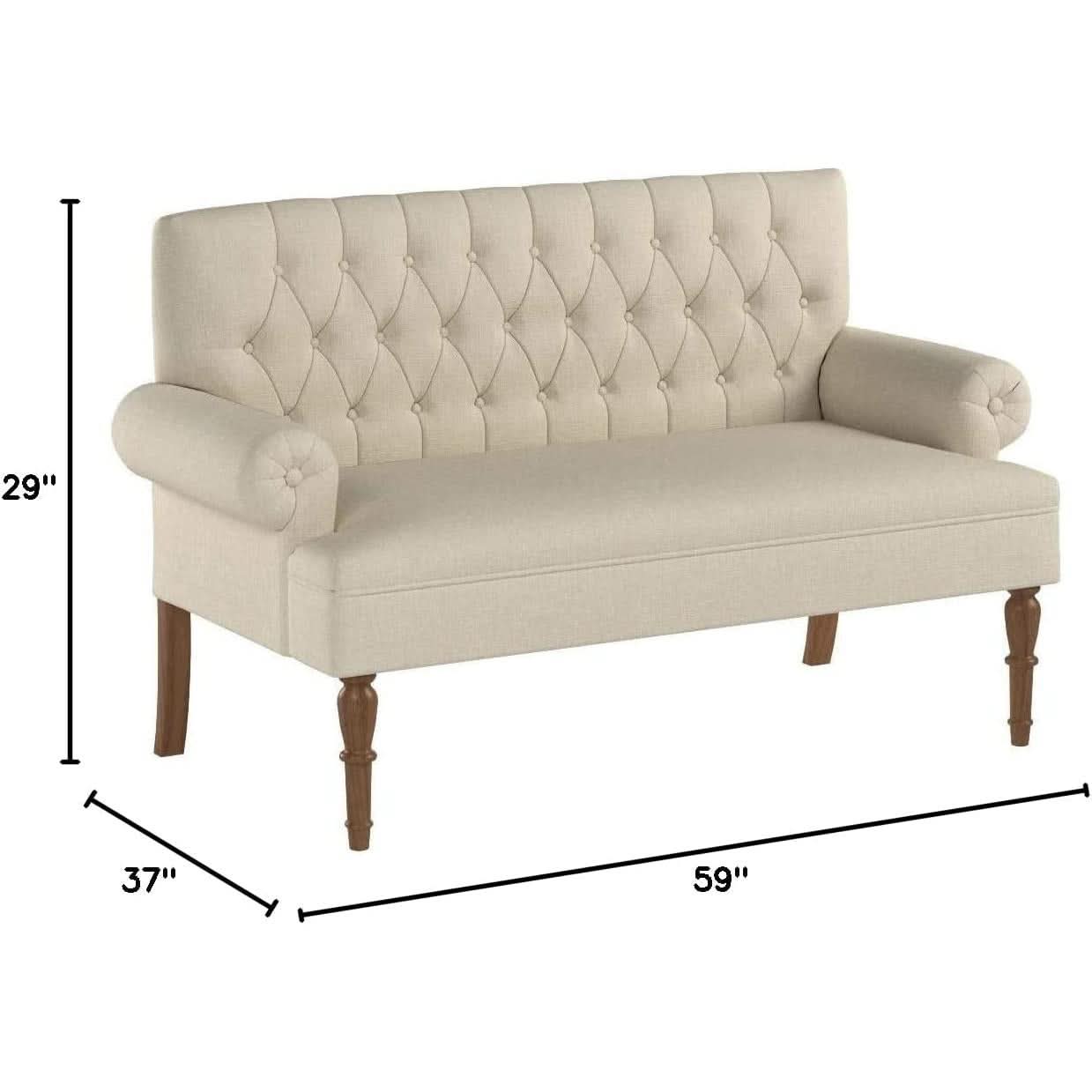 Warm Beige Tufted Loveseat Sofa Modern Living Room