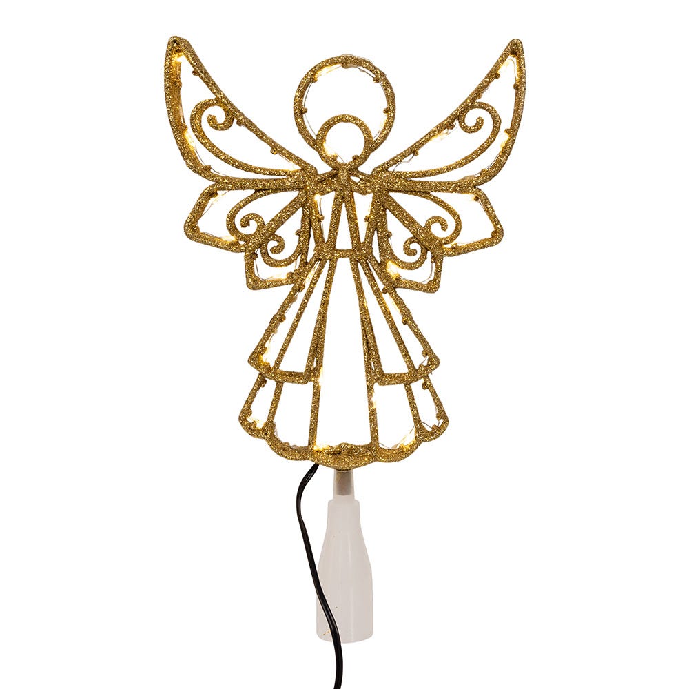 Warm White LED Gold Angel Treetop - 9.25 inch
