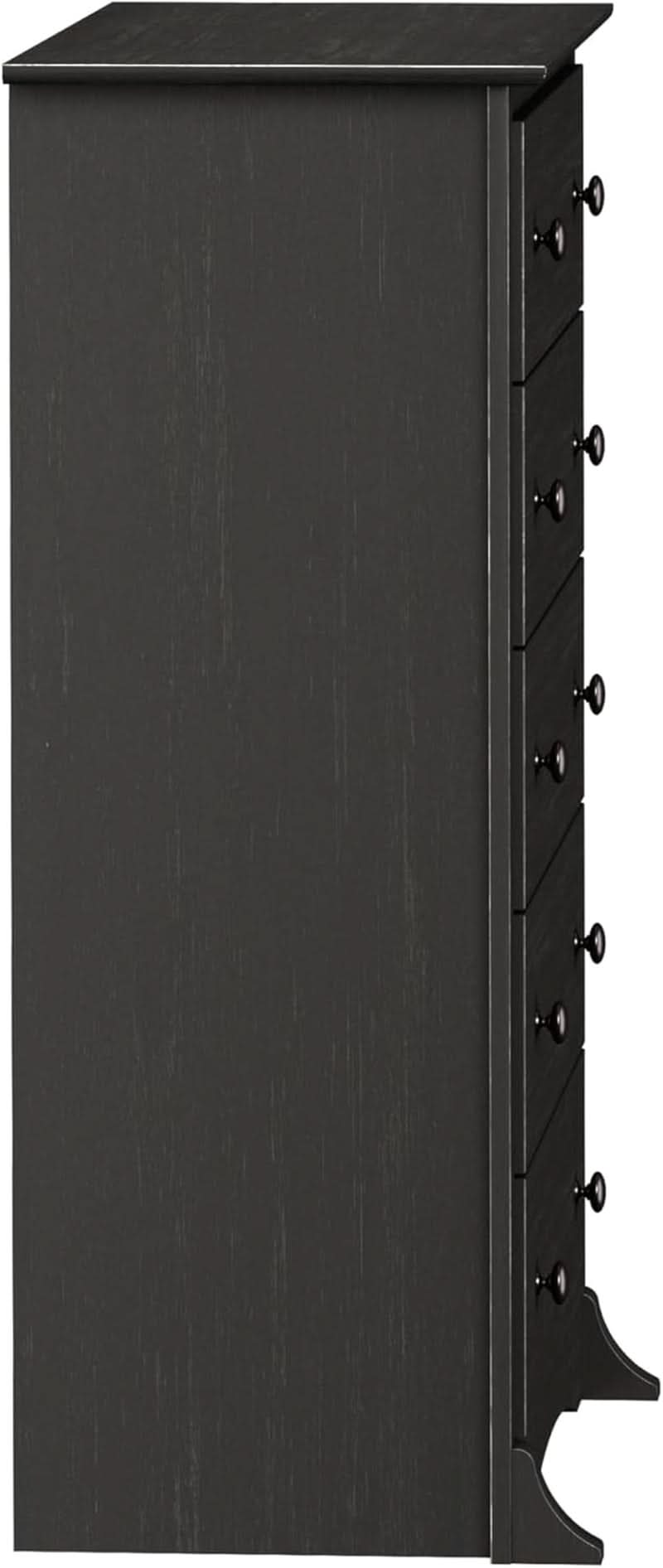 Washed Black Traditional 5 Drawer Tall Dresser For Bedroom