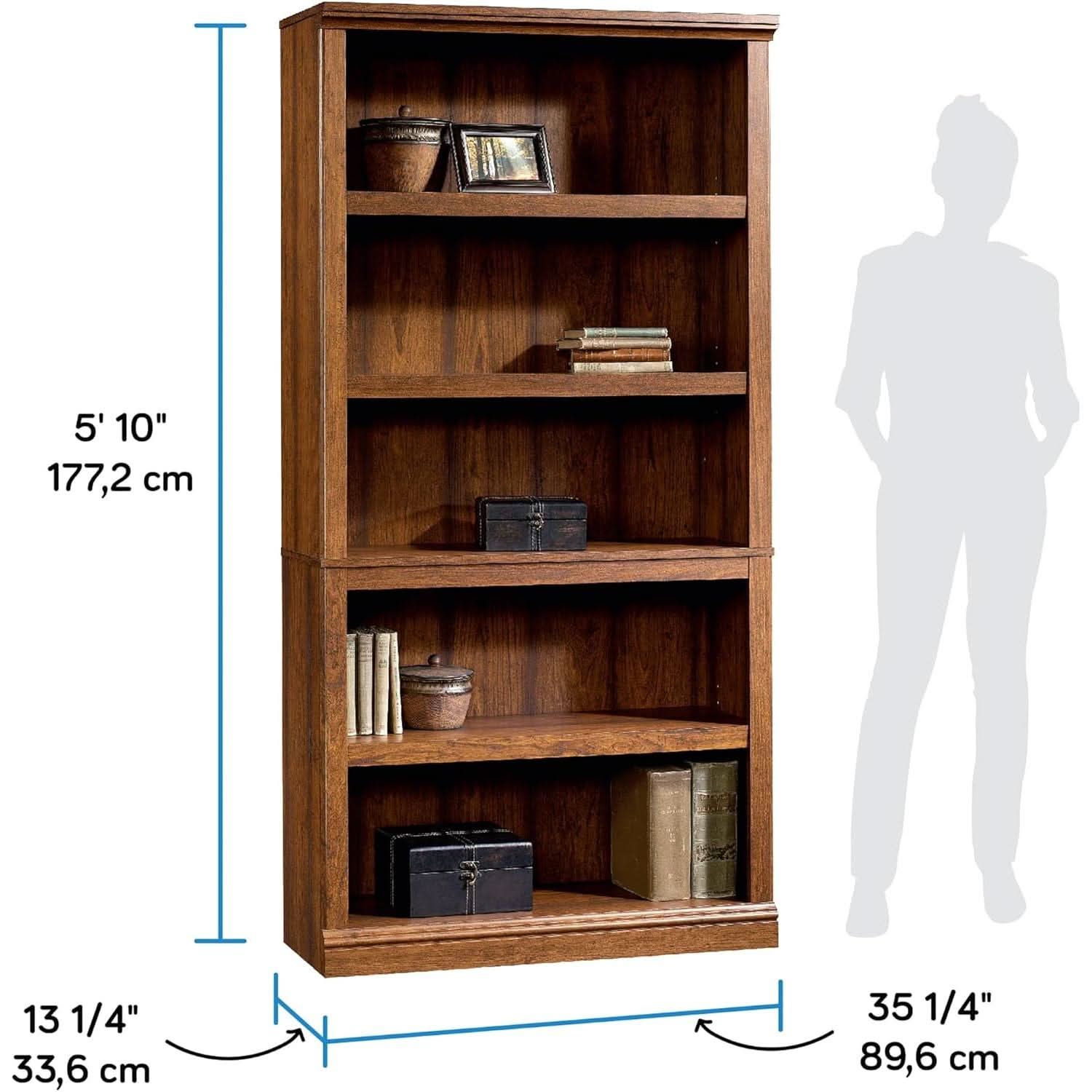 Washington Cherry 5 Shelf Bookcase With Adjustable Shelves