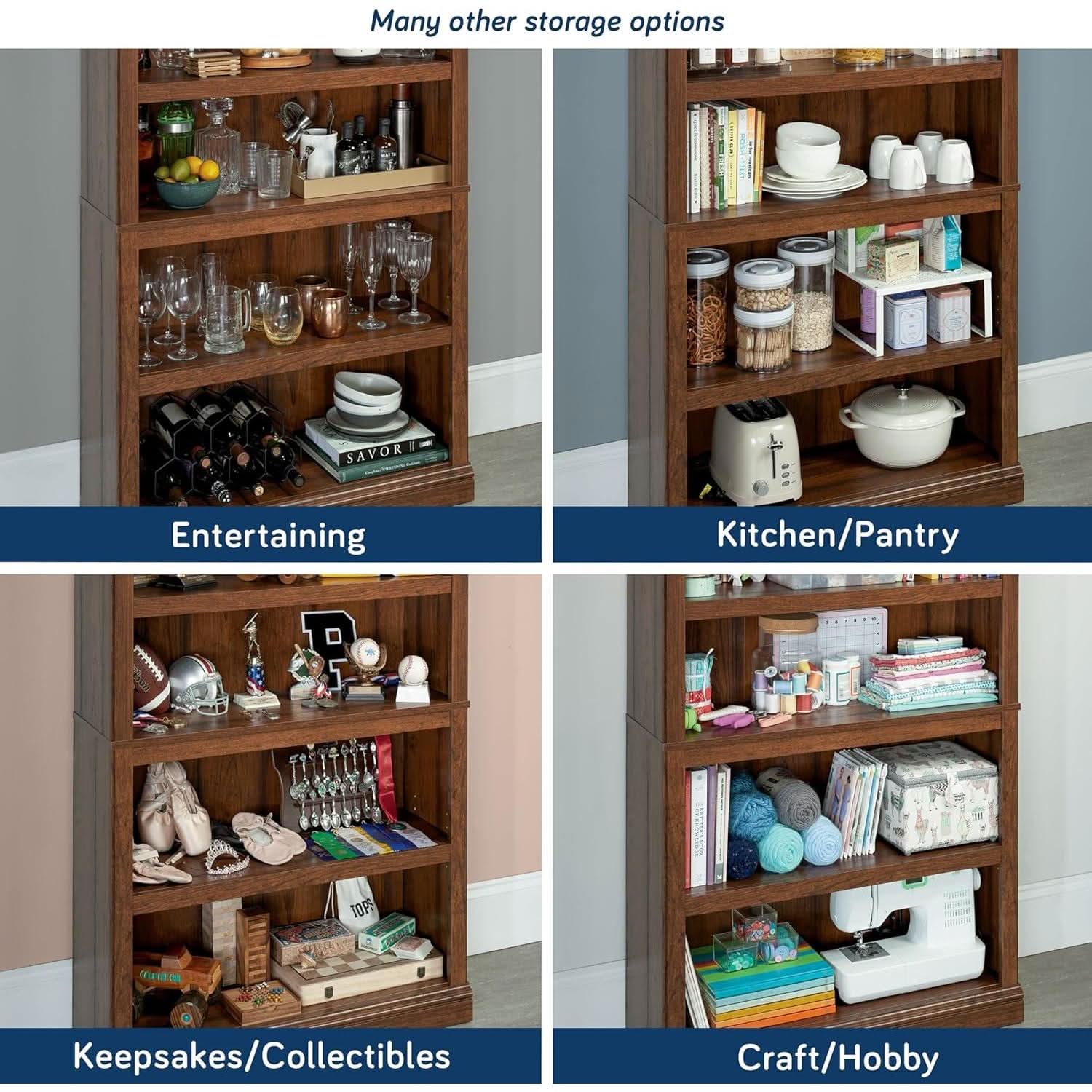 Washington Cherry 5 Shelf Bookcase With Adjustable Shelves