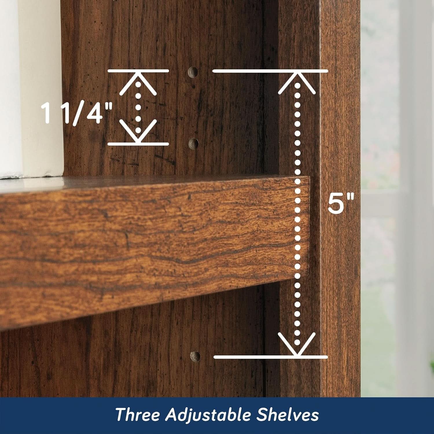 Washington Cherry 5 Shelf Bookcase With Adjustable Shelves