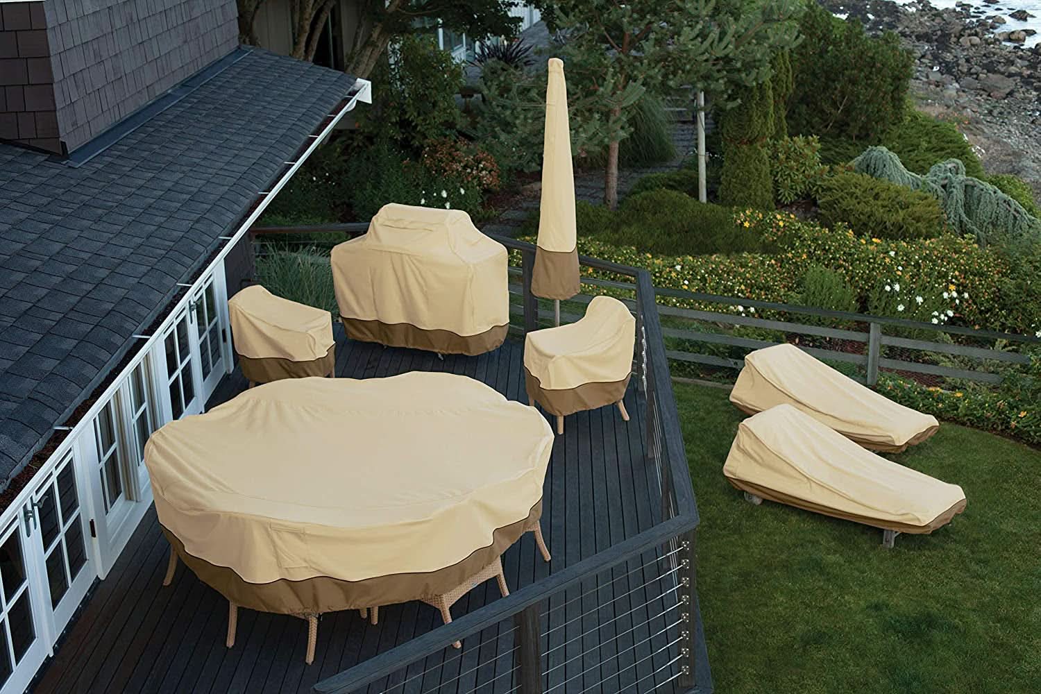 Waterproof 13ft Offset Umbrella and Frame Cover Set