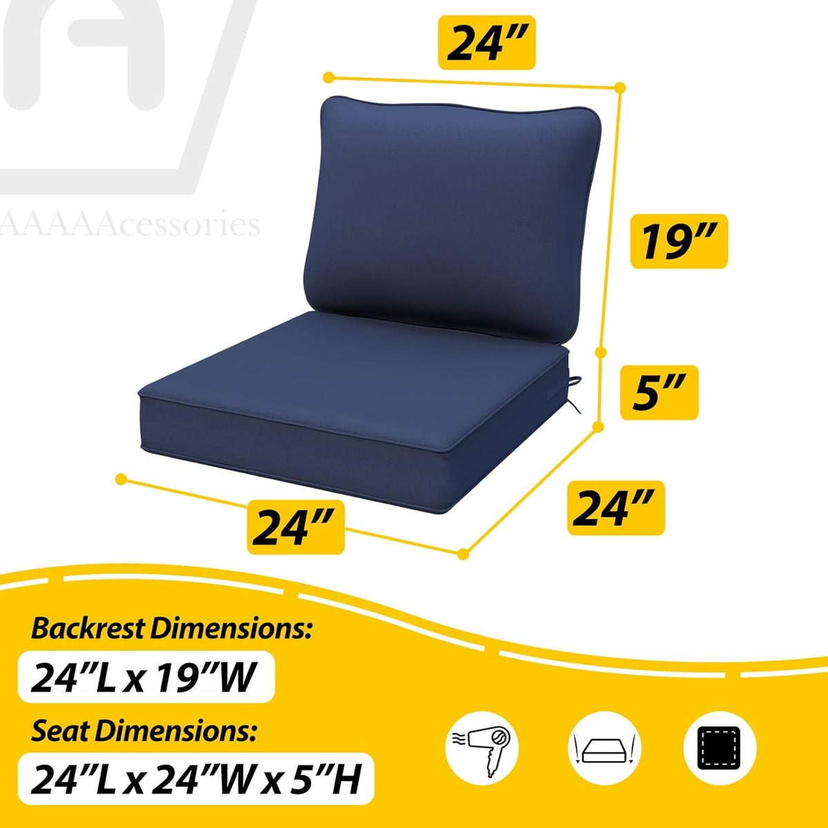 Waterproof Deep Seat Cushions Set for Outdoor Furniture