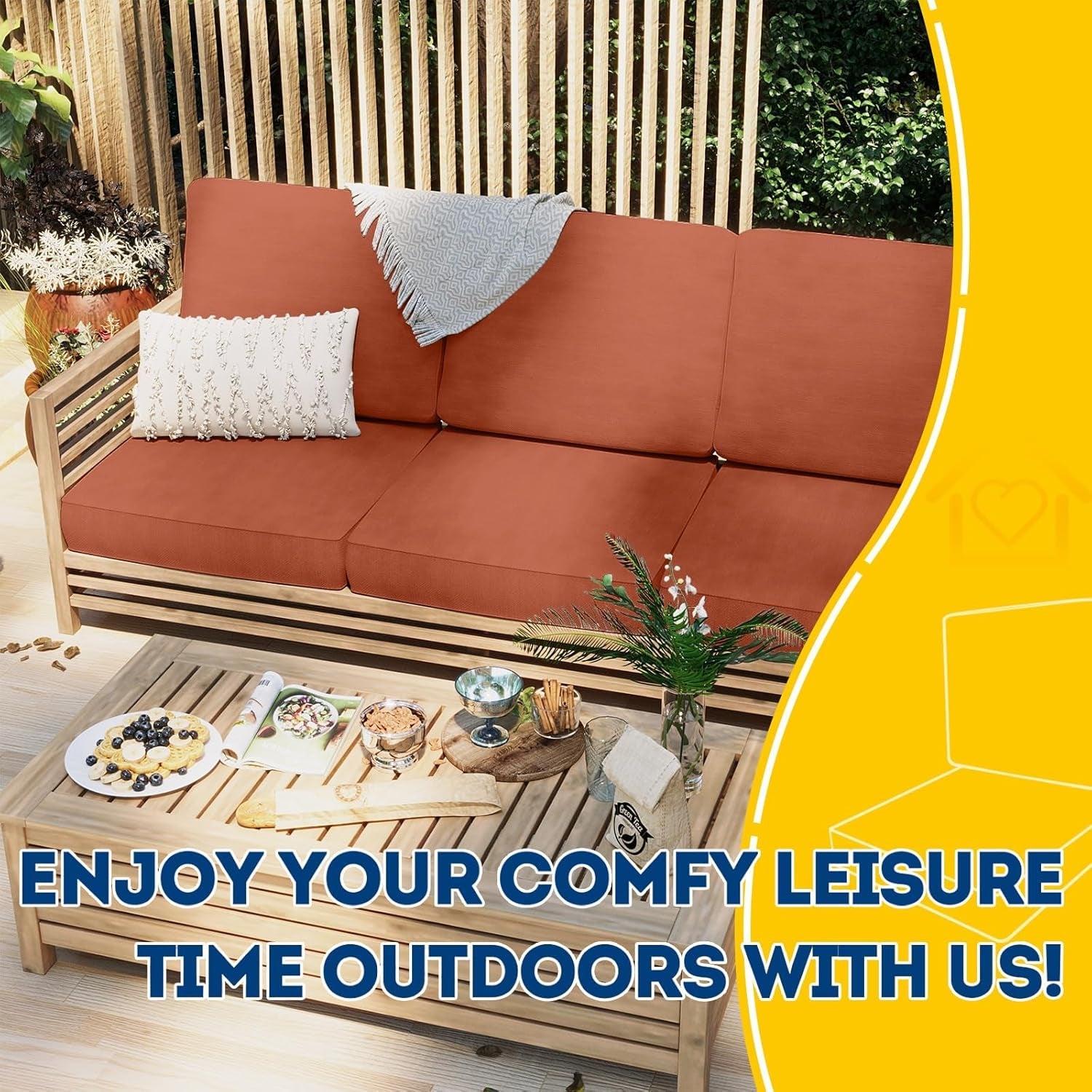 Waterproof Deep Seat Cushions Set for Patio Furniture