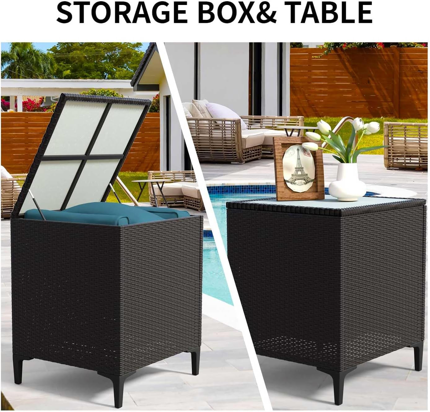 Waterproof Rattan Patio Furniture Set with Thick Cushions