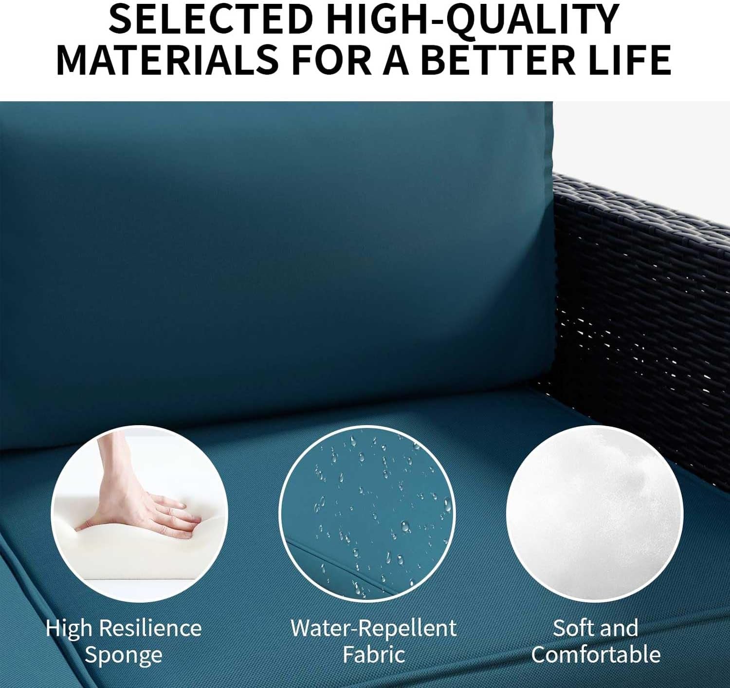 Waterproof Rattan Patio Furniture Set with Thick Cushions