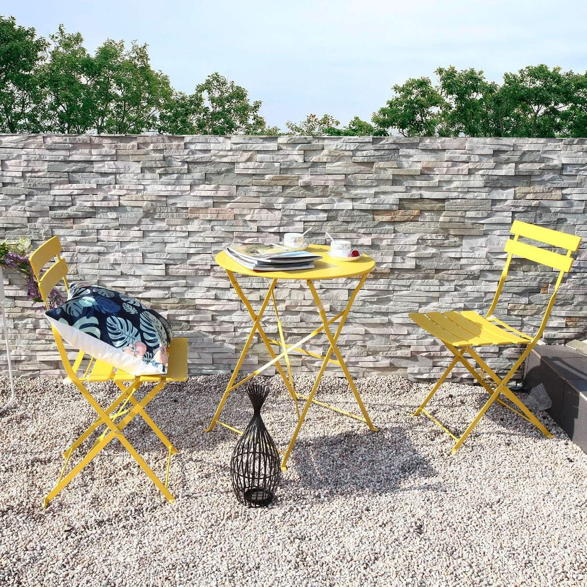 Weather-Resistant 3-Piece Folding Bistro Set for Outdoors
