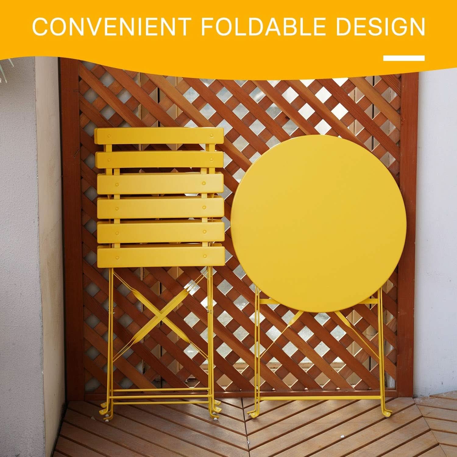 Weather-Resistant 3-Piece Folding Bistro Set for Outdoors