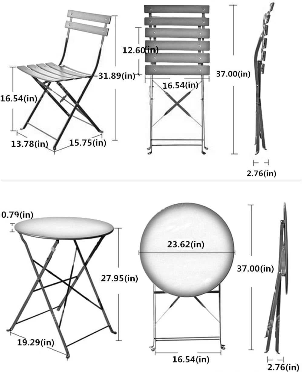 Weather-Resistant 3-Piece Folding Bistro Set for Outdoors