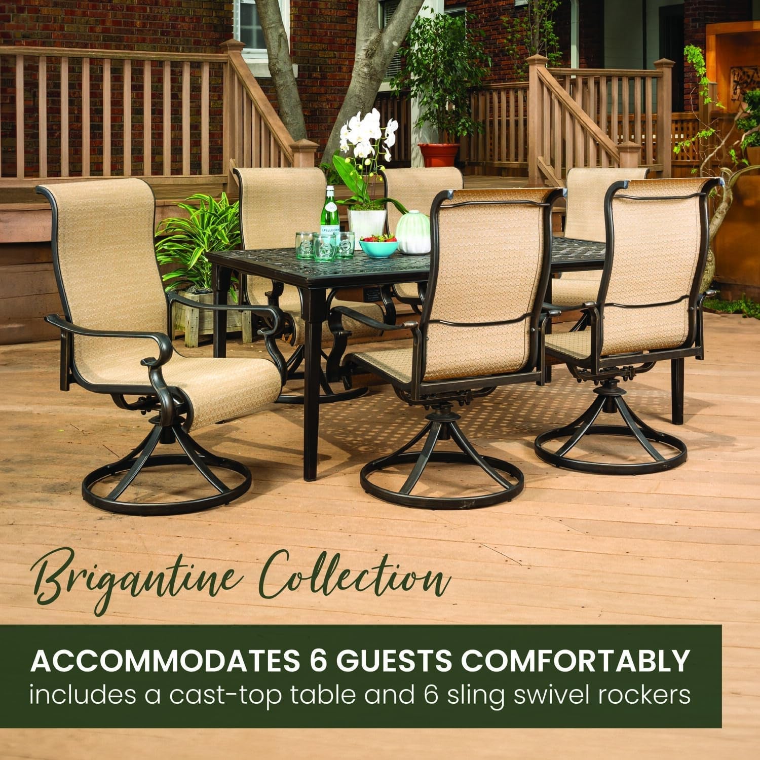Weather Resistant Outdoor Dining Set with Swivel Rockers