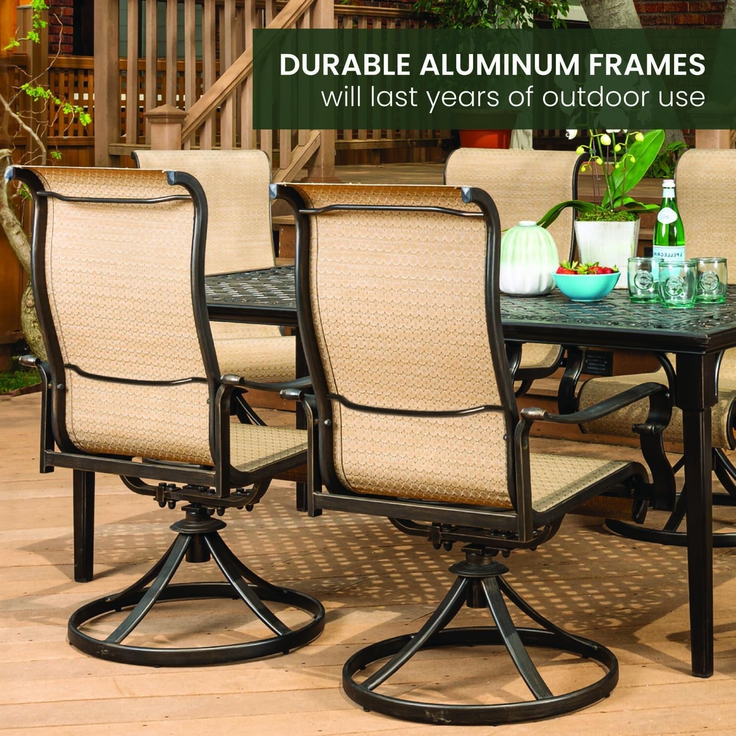 Weather Resistant Outdoor Dining Set with Swivel Rockers