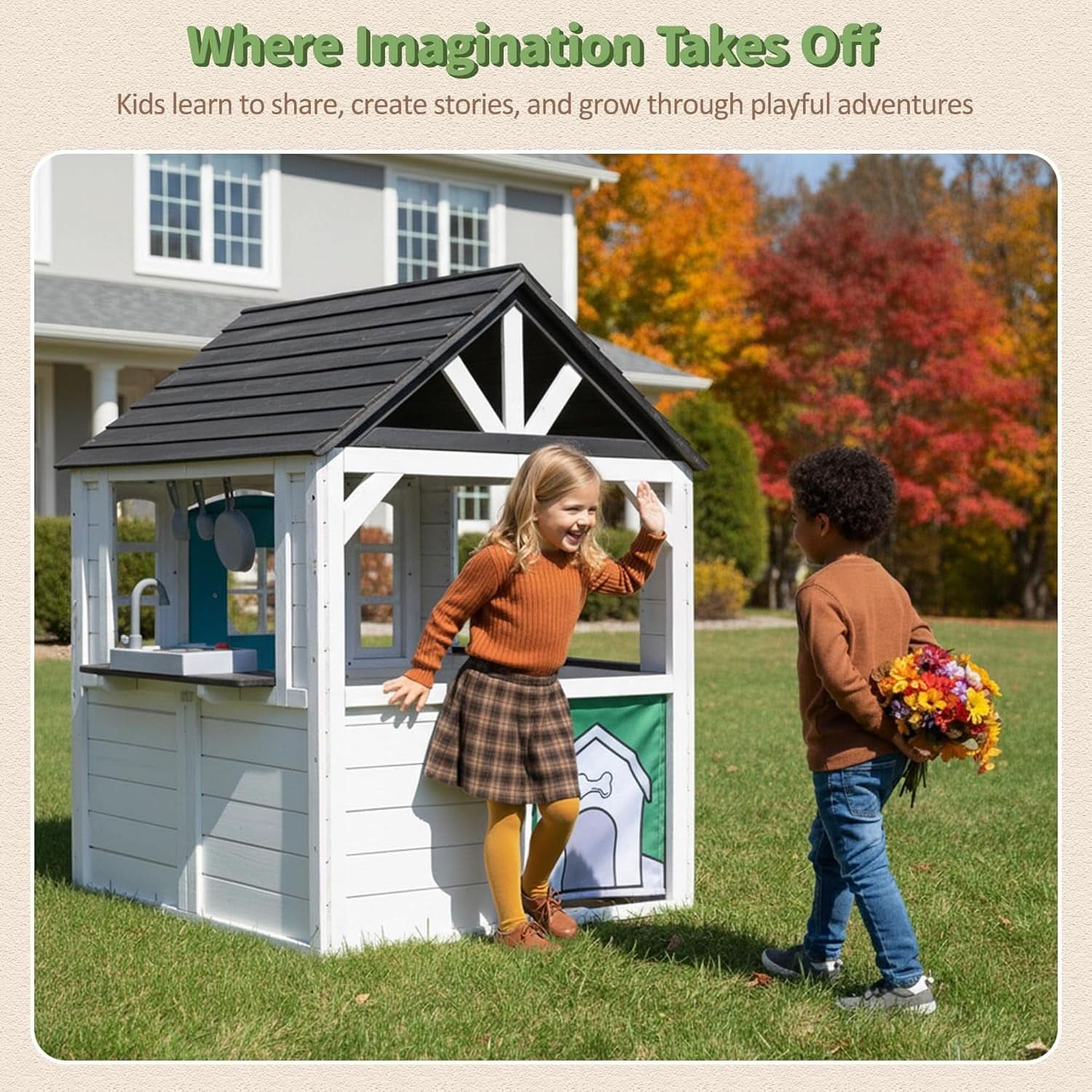 Weatherproof Cedar Outdoor Playhouse With Dutch Door
