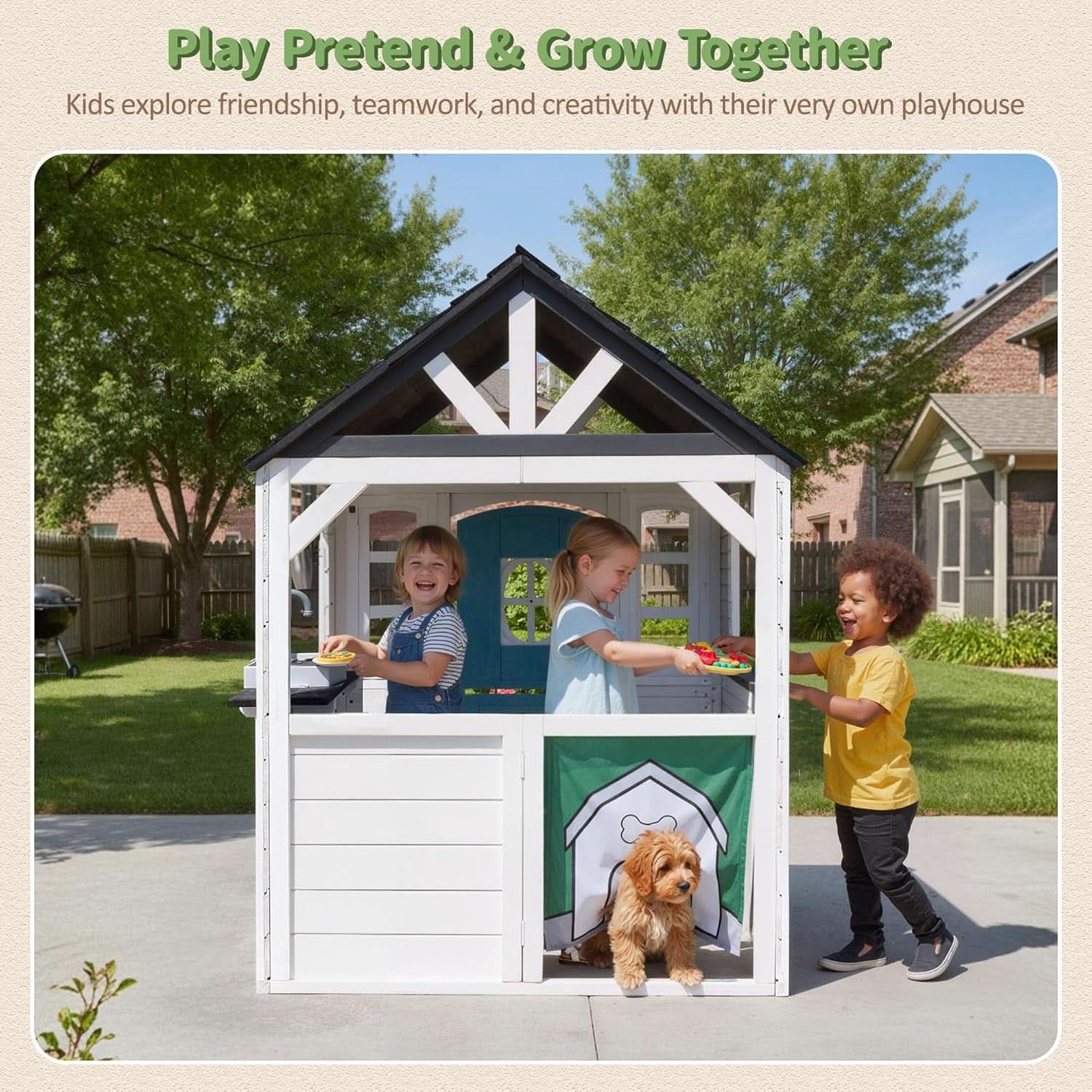 Weatherproof Cedar Outdoor Playhouse With Dutch Door