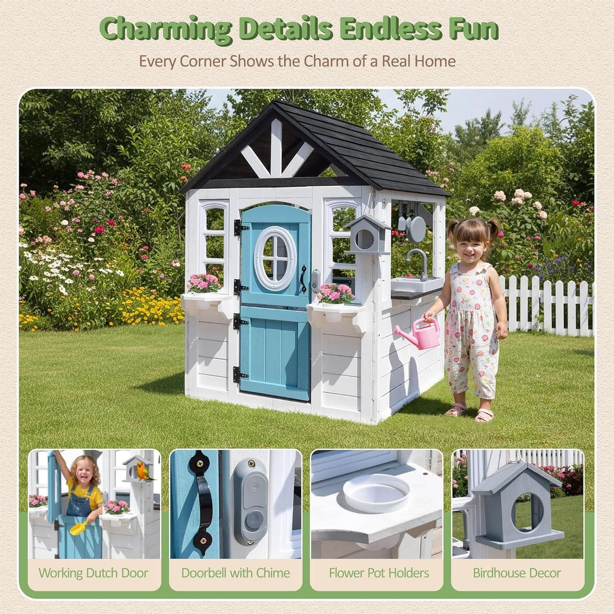 Weatherproof Cedar Outdoor Playhouse With Dutch Door
