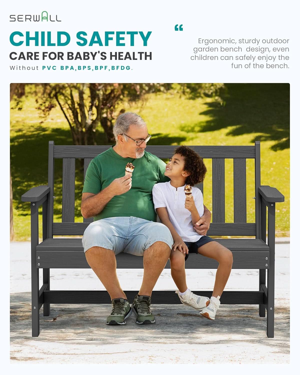 Weatherproof Two-Person Outdoor Bench With High Weight Capacity