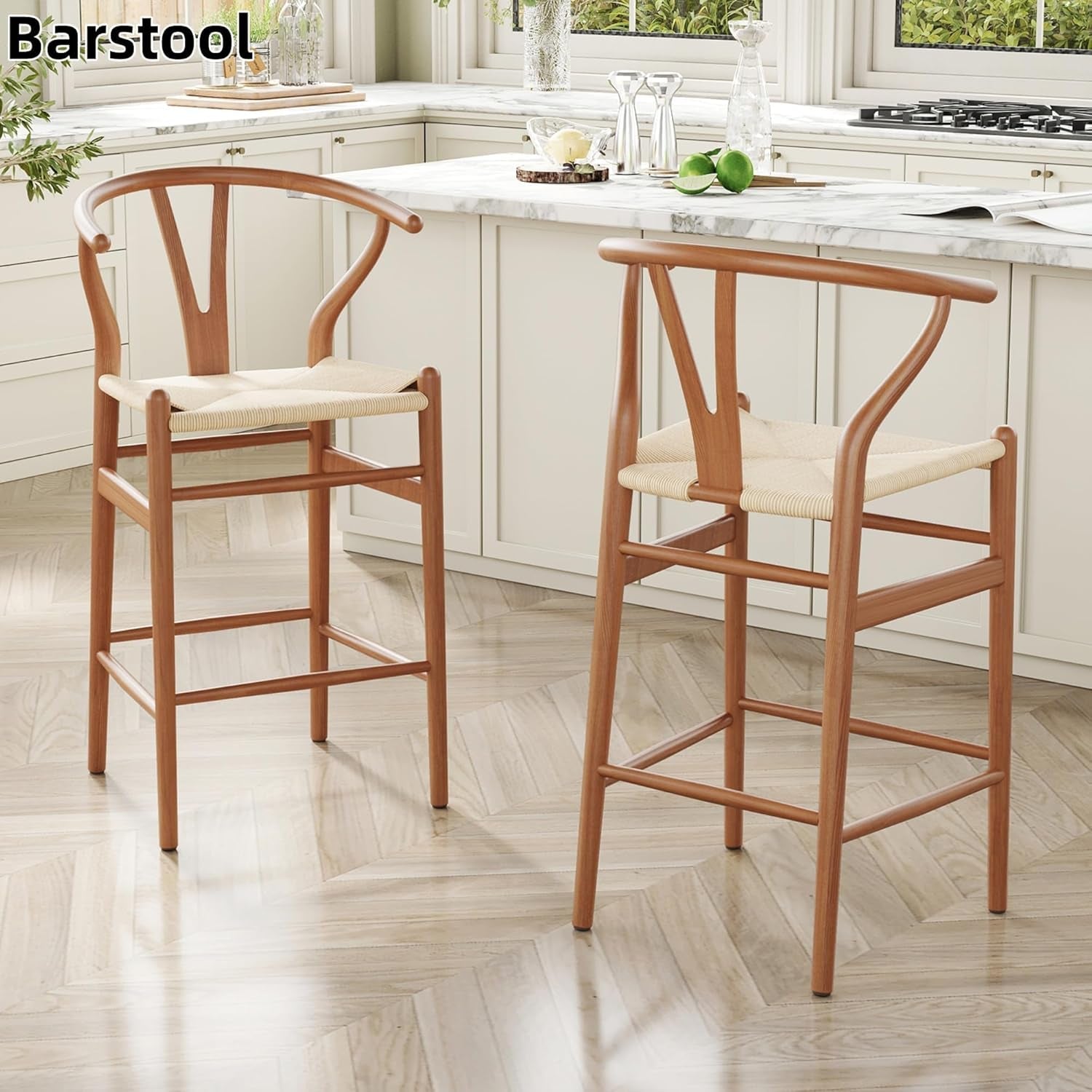 Weave Counter Height Bar Stool With Non-Slip Mats