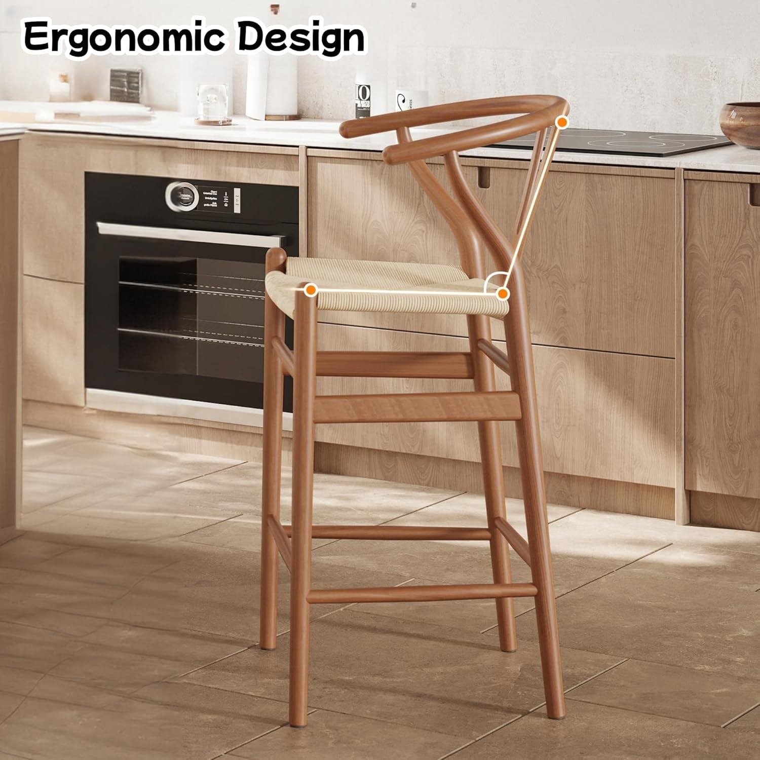 Weave Counter Height Bar Stool With Non-Slip Mats