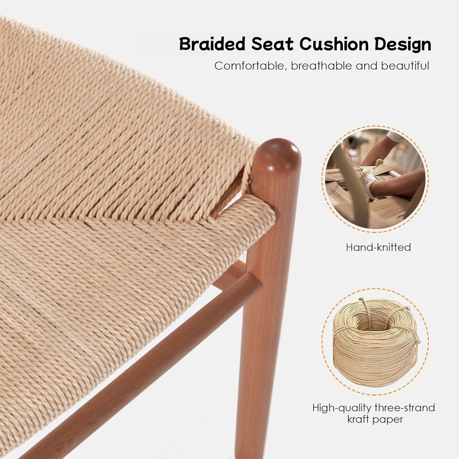Weave Counter Height Bar Stool With Non-Slip Mats