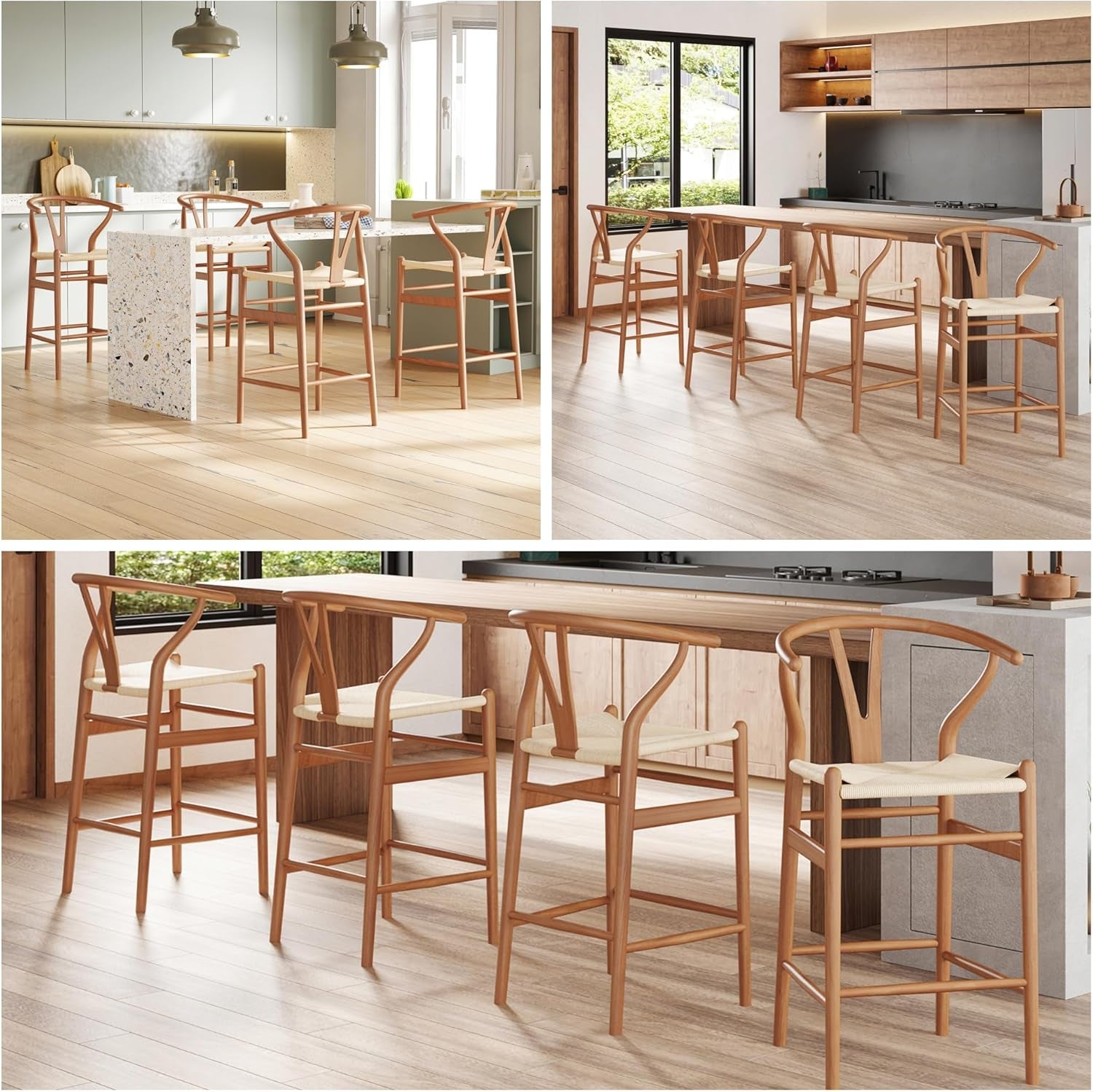 Weave Counter Height Bar Stool With Non-Slip Mats