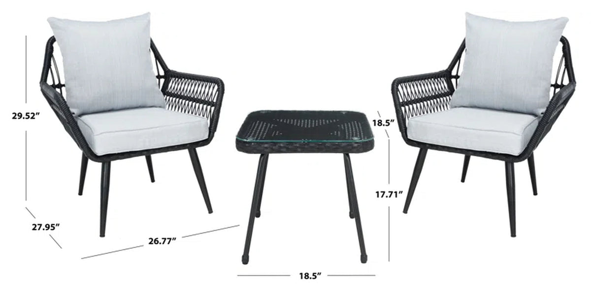 Weiland 3 Piece Outdoor Lounge Set Weatherproof Wicker