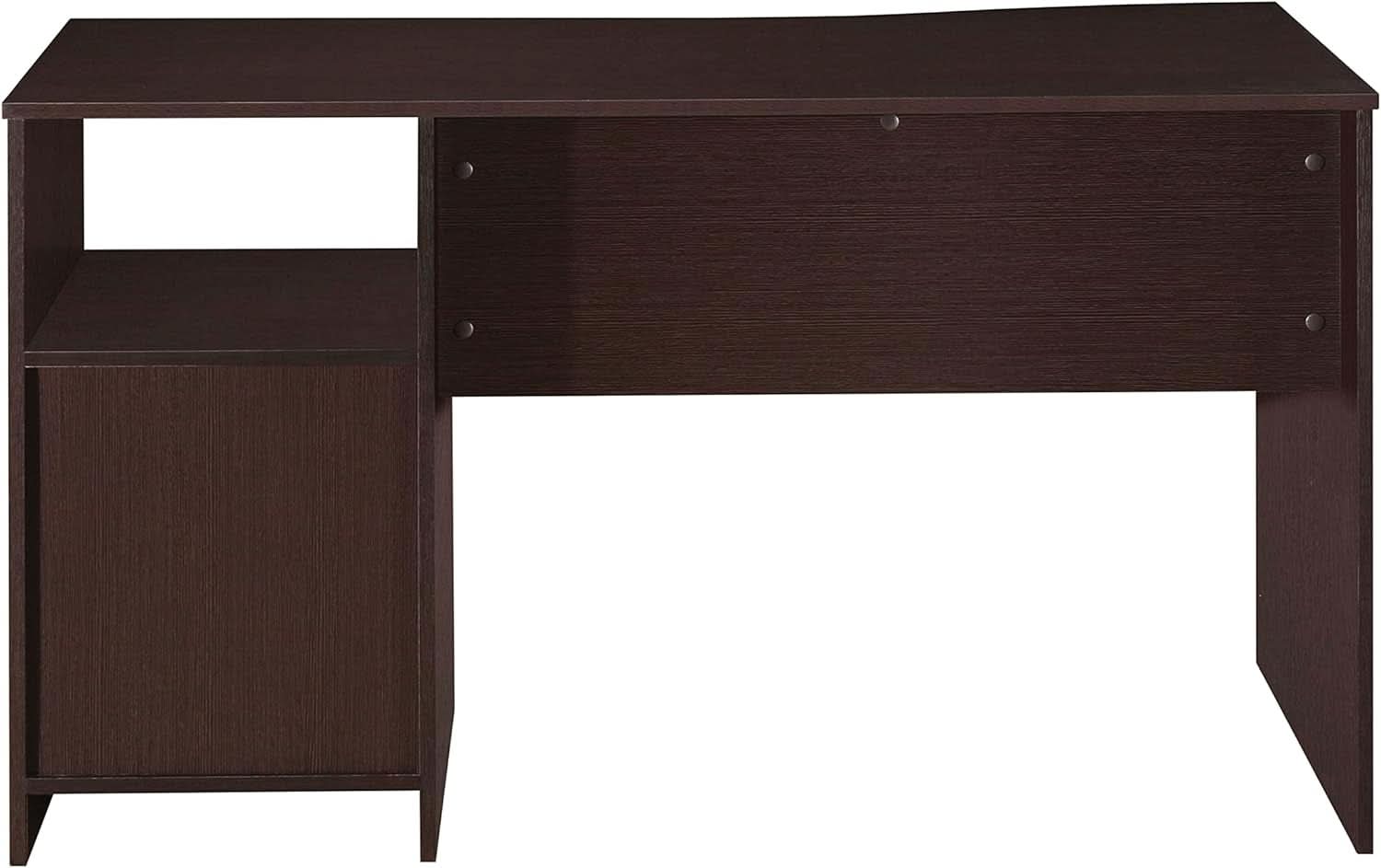 Wenge Computer Desk With 3 Drawers And Side Storage Shelf
